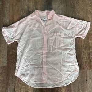 NEW Frank & Eileen Rose Short Sleeve Button Up Shirt In Pale Pink, 100% Cotton